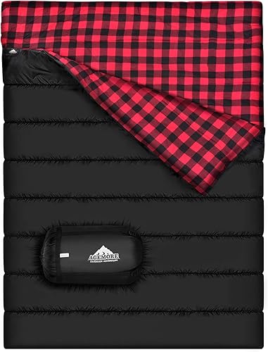 Sacco a pelo doppio in flanella di cotone per campeggio, zaino in spalla o escursionismo. Sacco a pelo per 2 persone impermeabile per adulti o ragazzi. Camion, tenda o materassino a pelo, - Ysert