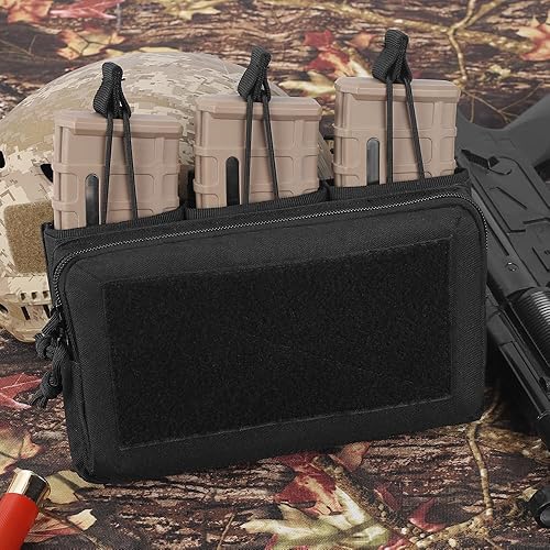 Bustina di amministrazione tattica Mag,Pochette Molle tripla aperta sulla parte superiore con 3 toppe a ganci e fibbie per Mag 223/5.56 - Ysert