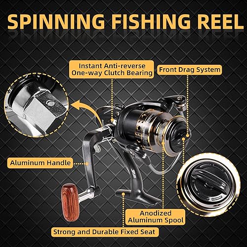 telescopica e mulinello Combo Set, 2.1m in metallo kit canna da pesca con lenza/esche da pesca accessori/borsa, canna da pesca spinning mulinello Combo Kit completo - Ysert