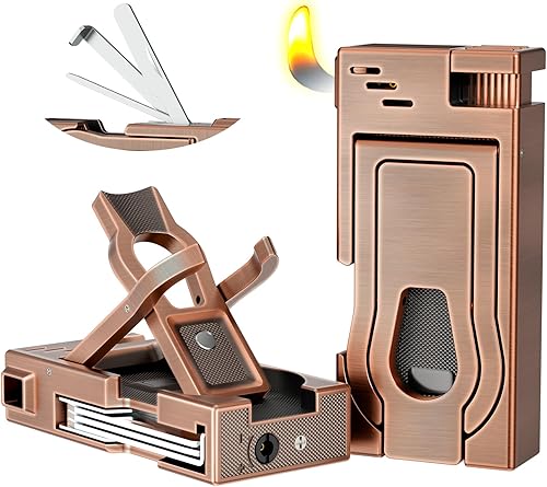 Accendino per pipa con supporto per pipa, strumenti per la pulizia 3 in 1, accendino ricaricabile a butano con fiamma morbida angolata, accendino per pipa per fumo, regalo per la festa del - Ysert