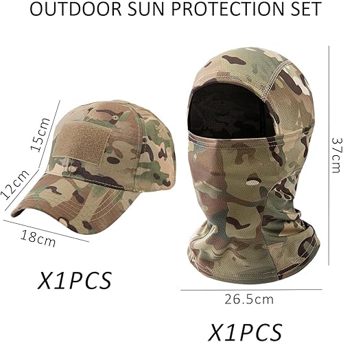 DHSBGWSX 1 berretto con visiera camo, con 1 polsino per collo, tattico mimetico, cappello parasole per esterni, adatto per corsa, pesca, caccia, alpinismo e campeggio, multicolore, Taglia unica - Ysert