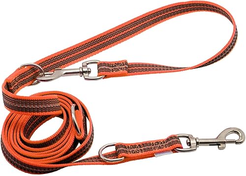 Herm Sprenger, Guinzaglio regolabile per addestramento per cani, sicuro e antiscivolo, impugnatura in nylon gommato, a mani libere, durevole, spessore 1,9 cm, riflettente (1,2 m–2,3 m) (arancione) - Ysert