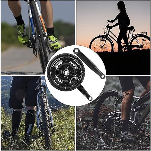 Ciclismo, Guarnitura Guarnitura in Acciaio Ad Alto Tenore di Carbonio 24-34-42T con Copertura per Catene per Bicicletta da Strada per Mountain Bike a velocità Vbile - Ysert