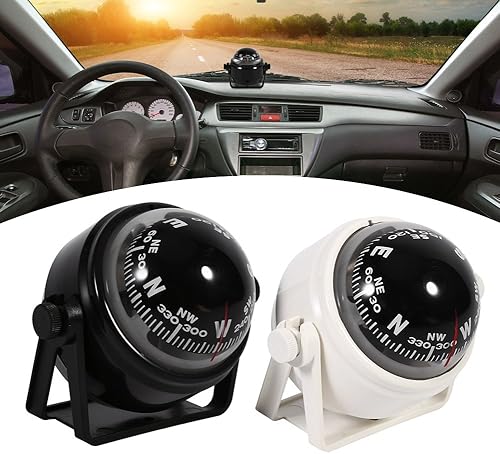 Bussola Per Barca, Bussola Marina Regolabile Multifunzionale Bussola Marina Per Visione Notturna Per Camion, Roulotte, Barche (Nero) - Ysert