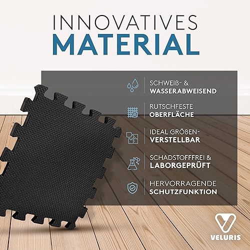 Tappetino protettivo per pavimento [31 x 31 cm] - 18 tappetini extra spessi [20% di protezione in più] - Tappetino protettivo antiscivolo per palestra, fitness, pavimento sportivo, tappetino - Ysert