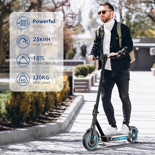 Scooter Elettrico,Alta Potenza 500w,Pneumatici Da 25,4 Cm,Velocità Massima Di 25km/H,Distanza Remota Di 45KM,Sistema Frenante A Doppio Tamburo,Escooter Pieghevole Adulto,Carico Massimo 120KG - Ysert
