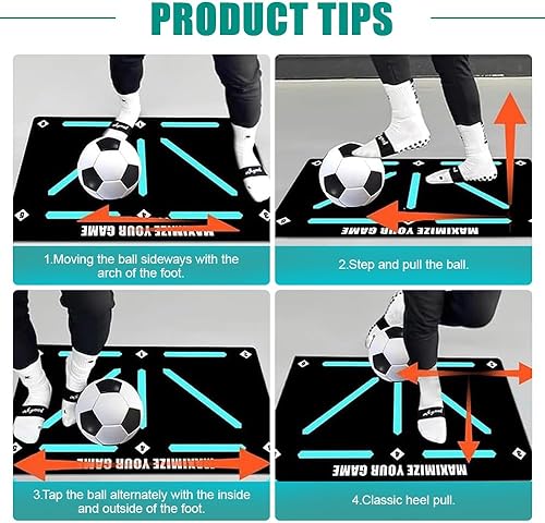 Lotvic Tappetino da allenamento per calcio e passo con cintura regolabile, 60 x 90 cm, antiscivolo, tappetino da calcio, idea regalo per gli amanti del calcio - Ysert