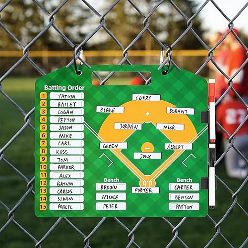 Lavagna per la Formazione del Baseball, Appunti magnetici per Baseball | Tabellone di Formazione Fronte-Retro per Baseball,Lavagna Bianca per Campo Sportivo con Palla per panchina per Campo - Ysert