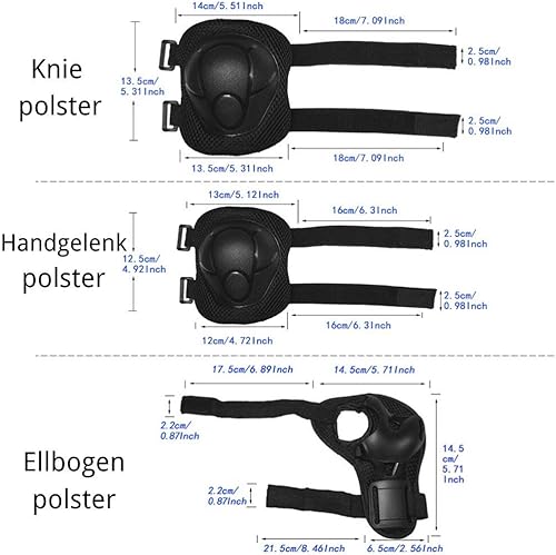 Set di protezioni sportive per bambini, 6 pezzi, protezioni per polsi, ginocchiere, gomitiere, protezione per bambini, skateboard, pattinaggio, ciclismo, equitazione, scooter, blu - Ysert