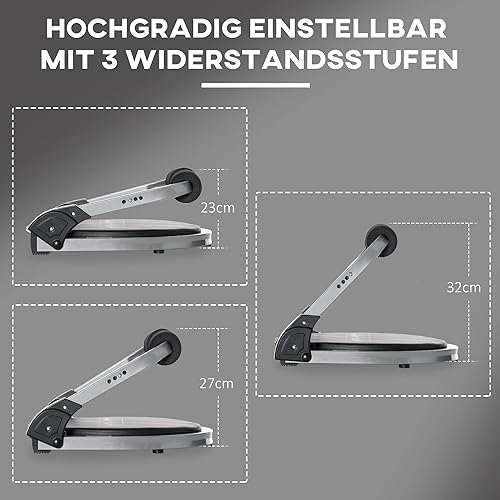 HOMCOM trainer addominale, multi-trainer pieghevole, dispositivo di allenamento con cuscino, allenamento addominale regolabile in altezza per la casa, max. 120 kg, acciaio, nero, 55 x 42 x 11-32 cm - Ysert