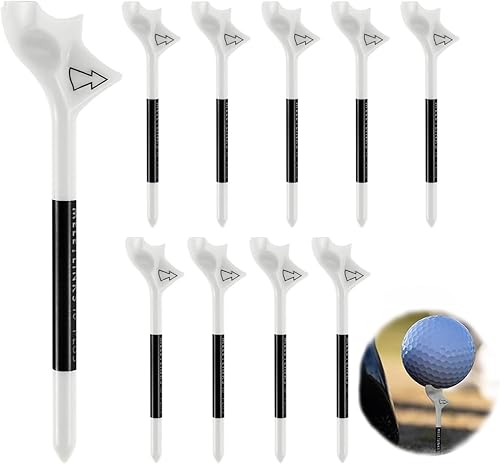 Flightpath, 10 tee da golf, infrangibili a 10°, in plastica, a basso attrito e resistenza, in plastica, per aumentare la distanza - Ysert
