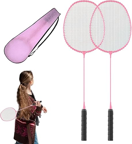 Set di racchetta da badminton per 2 giocatori, volani e borsa per il trasporto, racchetta da badminton doppia per adulti, racchette da badminton per 2 giocatori con telaio in lega leggera, volano per - Ysert