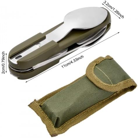 8 in 1 Posate in Acciaio Inox 2Pcs Set di Posate da Campeggio Pieghevoli, Viaggio All'aperto Posate Posate Smontabili Applicare su Escursioni Viaggi Backpacker Picnic Outdoor Campeggio (Verde) - Ysert