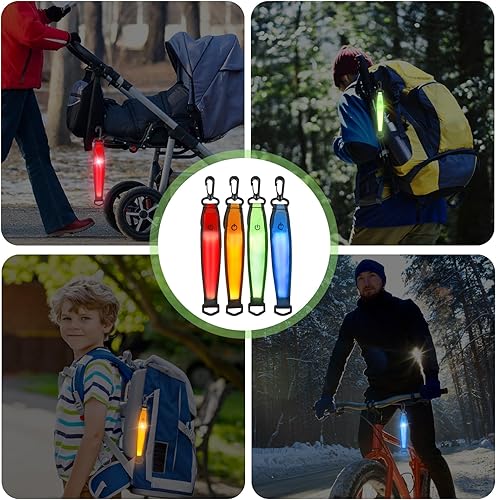4 zaini a LED lampeggianti per la scuola, 3 modalità USB, ricaricabili tramite USB, riflettenti, luce di sicurezza per bambini, zaino e jogging - Ysert