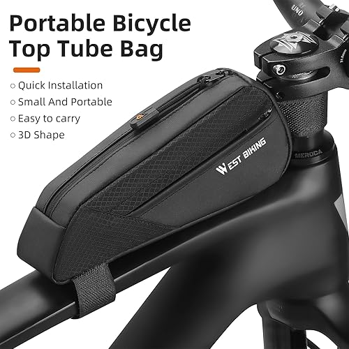Borsa portaoggetti triangolare per tubo superiore della bicicletta, borsa portatile per telaio anteriore, resistente all'acqua, per accessori da ciclismo - Ysert