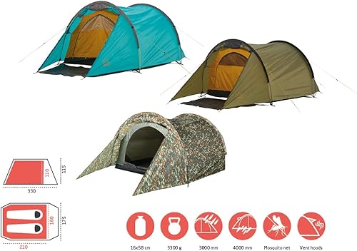 GRAND CANYON Robson 2, tenda a tunnel per 2 persone, impermeabile, molto spazio e spazio di archiviazione, buona ventilazione, tenda per trekking, campeggio, attività all'aperto - Ysert