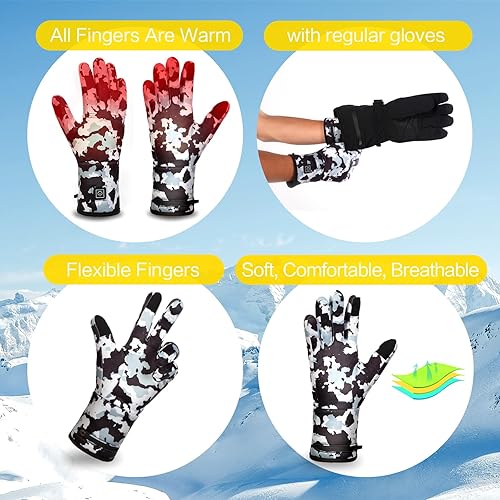 Guanti Riscaldati Sottili, Elettrici Ricaricabili con Batteria per Uomo e Donna. Fodere Invernali per Artrite, Raynaud, Ciclismo, Sci, Snowboard ed Escursionismo - Ysert