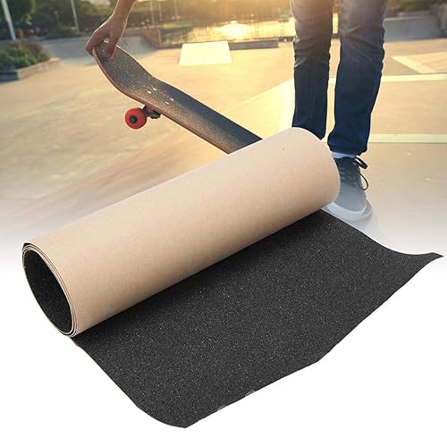 Foglio di nastro adesivo per skateboard da 9 'x 33', carta vetrata nera per scooter antiscivolo e traspirante per rollerboard, scale, pistola, pedale, pistola, sedia a rotelle, gradini - Ysert