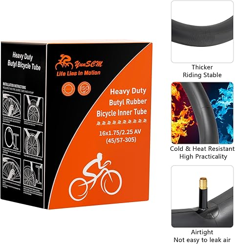 Confezione da 2 camere d'aria di ricambio per passeggini BoB Revolution SE, Pro, Flex, SU, Strides Series, Ironman Passeggini e Bike Tube AV16x1.75/1.95/2.10/2.125 valvola MTB - Ysert