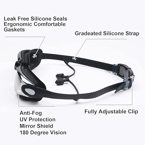 Flintronic Cuffia da Nuoto con Anti-Appannamento Occhiali da Nuoto，Silicone Cuffia da Nuoto per la Protezione delle Orecchie ,Cuffie da Nuoto Unisex Adulto per Cuffia da Nuoto per Piscina Spa Terme（Nero, Rosa） - Ysert