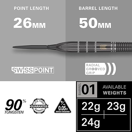 Target Darts Nathan Aspinall x ECHO 90% Tungsten Steel Tip Swiss Point Dart Set – Freccetta ASP Player Edition, asta Pro Grip e volo Pro Ultra No.2, attrezzo SP incluso, set di freccette professionali - Ysert