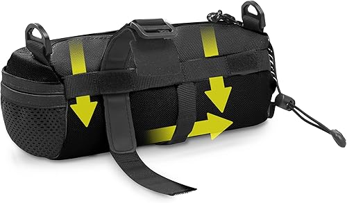 Borsa per manubrio bici da strada, ghiaia e BTT - Zaino Bikepackaging con tracolla rimovibile per spalla e cerniera impermeabile - 23 x 10 cm - 2 l (nero) - Ysert