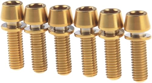 Titanio Gr5 M5 x 16 mm Testa conica a brugola Vite con rondella per Attacco Manubrio, Confezione da 6, Gold - Ysert