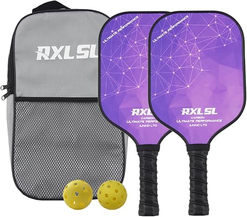RXL SL Set pickleball-paddeles,Racchetta da pickleball, Include 1 palla da sottaceto per interni e 1 per esterni,racchetta da pickleball carbonio - Ysert