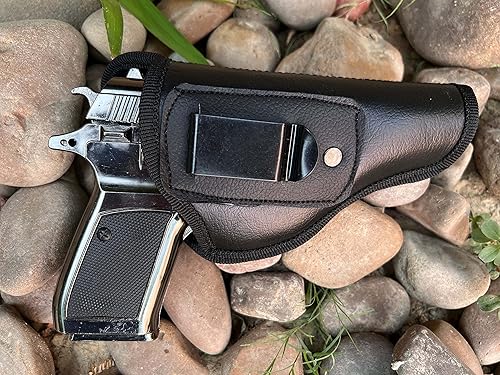 Fondina per pistola in pelle Glock adatta per Glock 19 Gen 3 26 27 42 48 S&W M&P Shield EZ Fondine universali per pistola in pelle per uomo Donna Copri clip stile occidentale con portariviste - Ysert