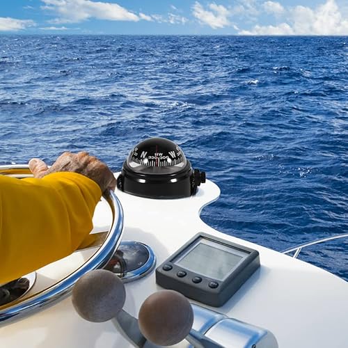 Bussola Per Barca, Bussola Marina Regolabile Multifunzionale Bussola Marina Per Visione Notturna Per Camion, Roulotte, Barche (Nero) - Ysert