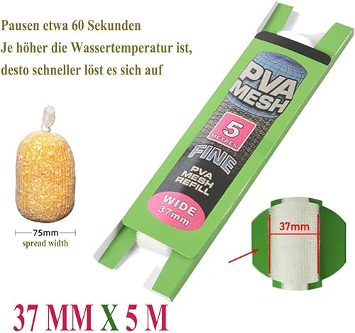 3 x 5 m PVA 37 mm di ricarica solubile in acqua, ricarica di rete per dispositivi di nidificazione, rete speciale per la pesca - Ysert