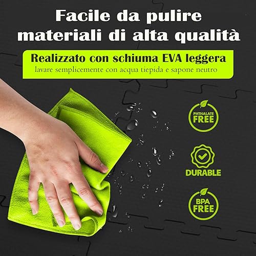 Tappeto Palestra, Tappeto Puzzle, Tappeto Gomma Antiscivolo, Tappetino Palestra, Tappetino Fitness, Home Gym, Tatami Palestra, Tappeti, Tappetino Ginnastica, x12 Puzzle 30x30cm 12mm - Ysert