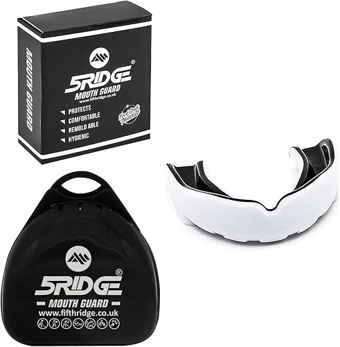 Paradenti in gomma – paradenti professionale per sport di contatto, rugby, arti marziali, karate, rugby, MMA, boxe, hockey, calcio flessibile per giovani e adult (White/Black, Adult(+12)) - Ysert