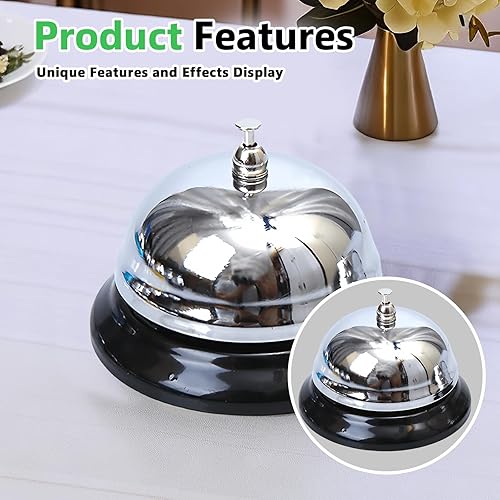 4 campanelle da tavolo: campanello da tavolo con campanello croccante in acciaio inox, campane per reception, campana per la nave per ristoranti, hotel, bar, cucina - Ysert