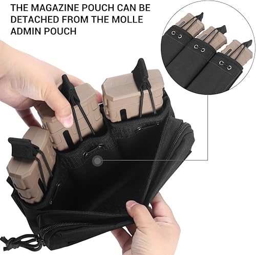 Bustina di amministrazione tattica Mag,Pochette Molle tripla aperta sulla parte superiore con 3 toppe a ganci e fibbie per Mag 223/5.56 - Ysert