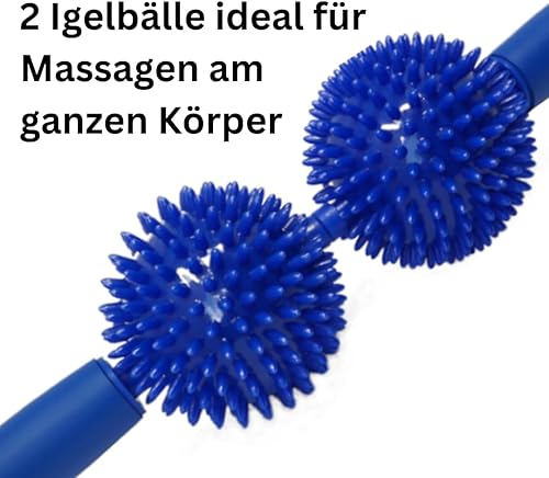 ATC Handels GmbH Rullo massaggiante con 2 palline – palla riccio 9 cm – per massaggi rilassanti – strumento ideale per rilassamento muscolare e massaggio ai piedi, facile da maneggiare ed efficace - Ysert