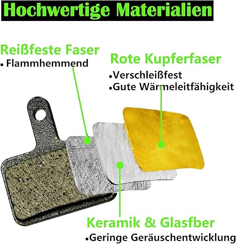 Pastiglie freno per bicicletta Pastiglie freno per bici di lunga durata per Shimano B01S B03S B05S pastiglie freno semimetalliche in resina pastiglie freno per bicicletta per Shimano MT200 MT400 - Ysert