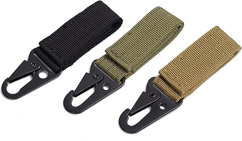 Portachiavi tattico clip da cintura Molle Strap Attachment Strap Clip da appendere, Nero - Ysert