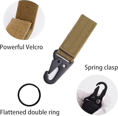 Portachiavi tattico clip da cintura Molle Strap Attachment Strap Clip da appendere, Nero - Ysert