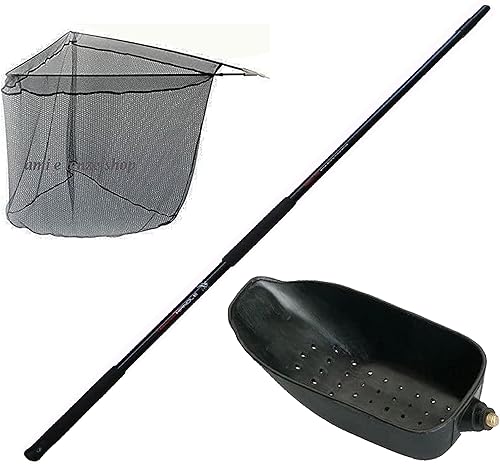 Kit da pesca per carpa, 1 pezzo, Media, Acciaio ad alto tenore di carbonio, Testa Guadino richiudibile, Cucchiaio pastura, Manico telescopico - Ysert