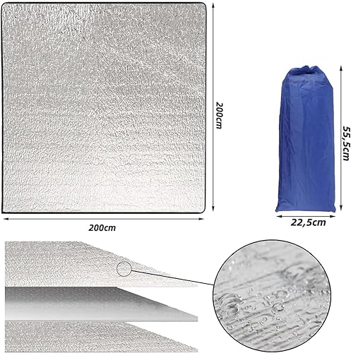 Tappetino in Schiuma da Campeggio,200 x 200 cm Cuscino Sedile Pieghevole,Coperta da Campeggio Foglio di Alluminio,per Campeggio,Spiaggia,Escursionismo,Yoga,Tappetino in Schiuma da Campeggio - Ysert
