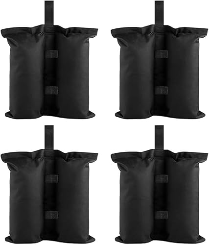 QOCUILC Set di 4 Sacchi di Sabbia per Gazebo e Ombrelloni, Pesi Zavorra a Doppia Camera, Fissaggio Facile, Caricabili Fino a 7kg, per Tende, Treppiedi e Altro, Nero - Ysert