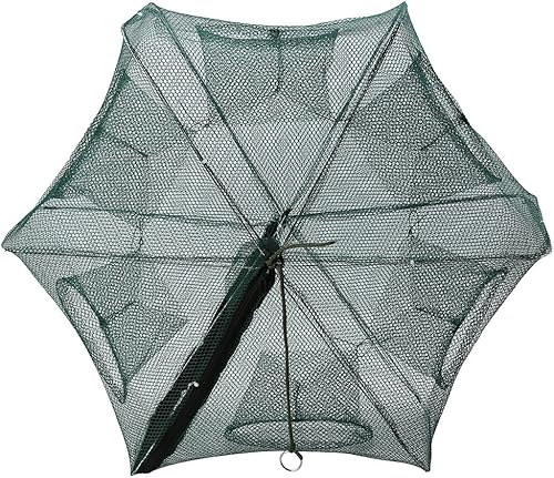 Piegato Rete da Pesca, Trappola da Pesca Pieghevole, Portatile Piegato Fshing Net Ciprinidi Granchio gamberetti Lobster Esche Cast Mesh Trap(6 Fori) - Ysert