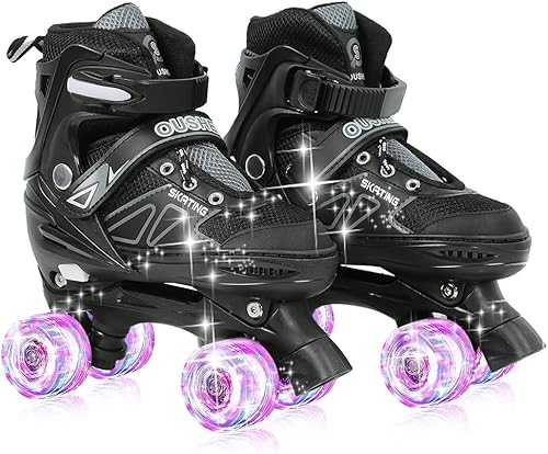 Pattini in linea/pattini Quad per bambini con/senza ruote luminose, misura regolabile da 31 a 38 comodi e traspiranti Inline-Skates Roller Skates per ragazze e ragazzi adolescenti principianti - Ysert