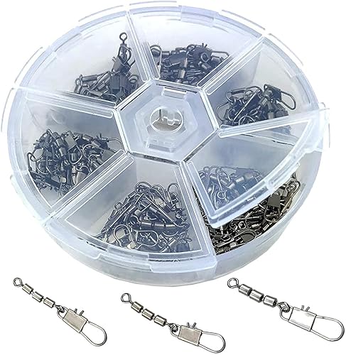 Fishing Tripla Girevole assortimento Girevole 60 Pezzi - Compreso Pratico Box di smistamento - Fishing Set Girevole Girevole per trote Girevole Sbirolino Pesca 3 Taglie - Ysert