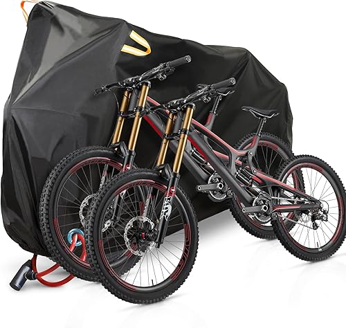 Copri Bicicletta, Copertura 2 Bicicletta Impermeabile 210D Oxford, Copribici Telo Protettivo per Biciclette Antipolvere Vento Pioggia Protezione UV, Copertura per Mountain Bike (Nero, L) - Ysert