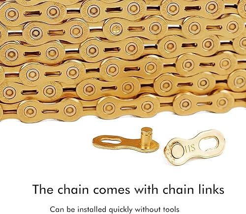 Catena per Bici, Catena a 10 velocità in Acciaio al Carbonio Ad Alta Resistenza 116 Maglie Parti di Ricambio per Mountain Bike - Ysert