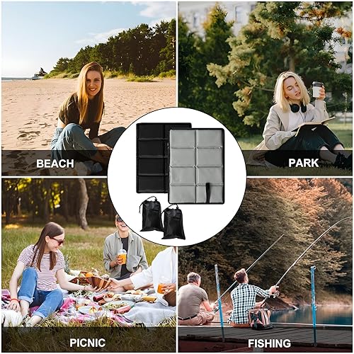 2 pezzi 45CMX35CM Cuscino Stadio Cuscino, di Seduta Pieghevole Cuscino di Seduta Thermo Stuoia Impermeabile per picnic da campeggio, Sedia da Parco, del Prato,della Spiaggia (Grigio) - Ysert
