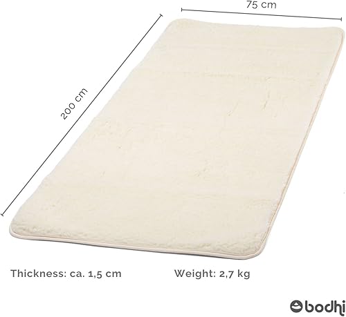 tappetino da yoga in lana vergine Natura, Surya, Premium Matte di lana vergine (umsaeumt), Extra di spessore & kuschelige Matte in lana vergine, antiscivolo, Extra Soffice, 200 x 75 cm (Alto Flor, 1.500 G/M²), Tappeto in lana vergine - Ysert