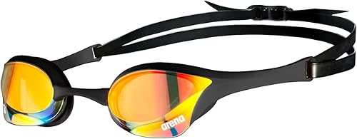 ARENA Cobra Ultra Swipe Mr Occhialini da Nuoto da Donna, Tecnologia Anti-Appannamento Swipe, Astuccio Nero con Rivestimento Morbido, Giallo Rame-Nero - Ysert